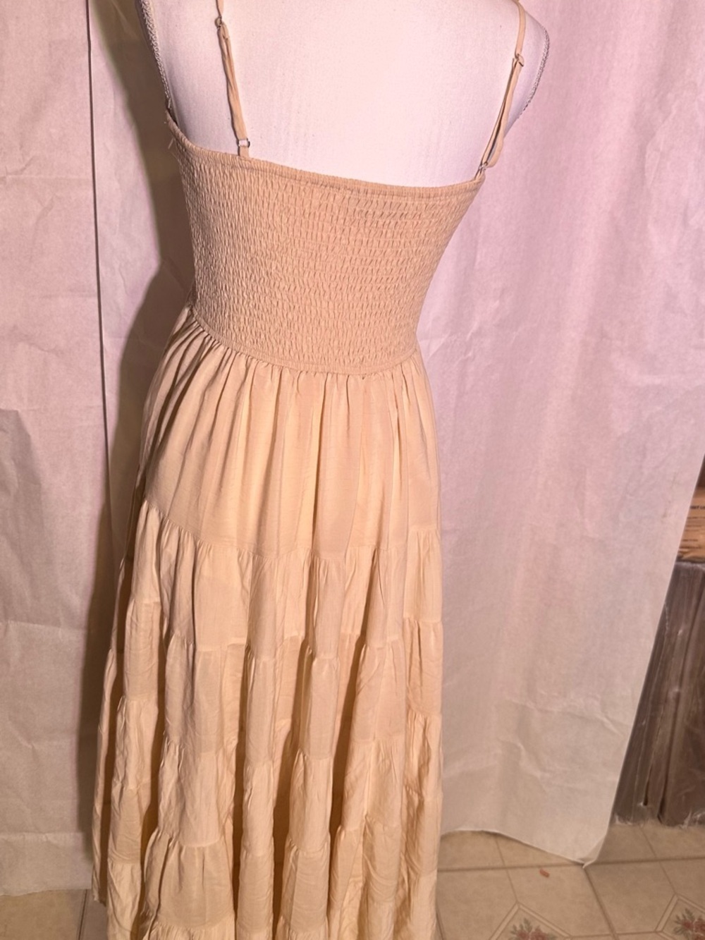 moodie Beige Smocked Tiered Maxi Dress - Picture 5 of 7